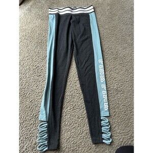 Victoria's Secret PINK Leggings Women’s M Dark Gray Heather Strappy Logo